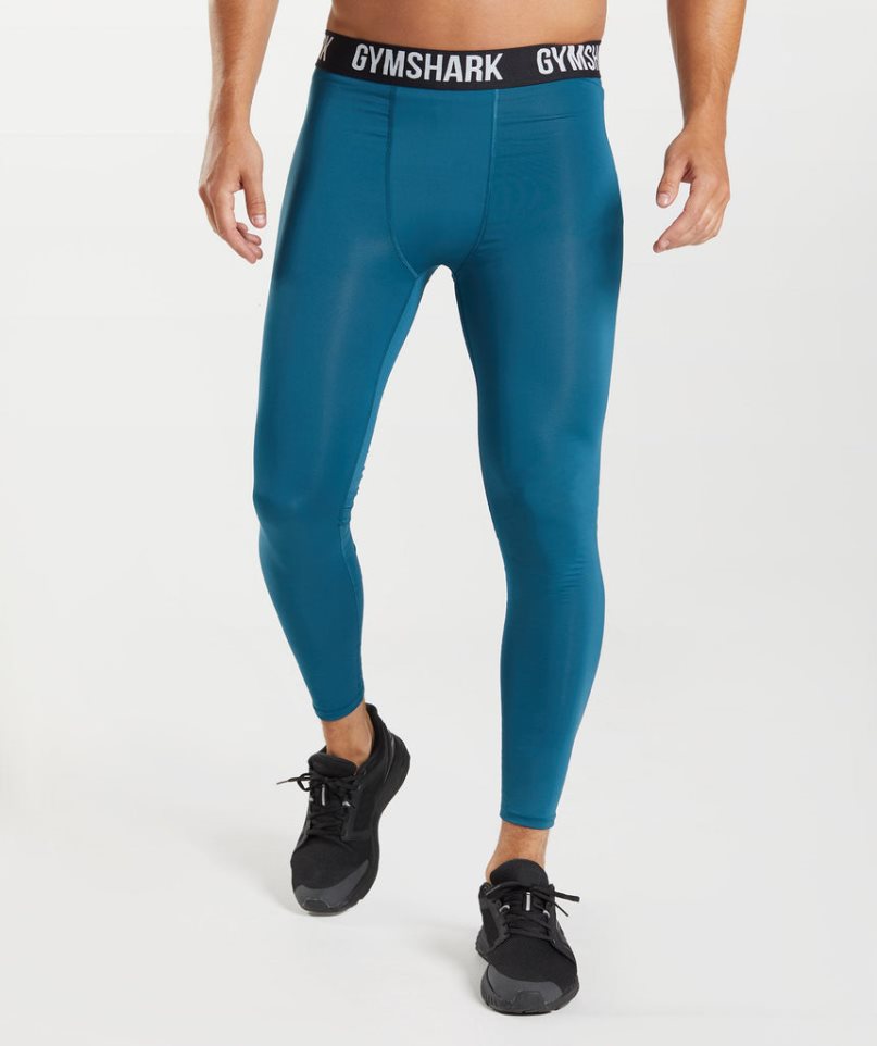 Men\'s Gymshark Element Baselayer Leggings Blue | NZ 8OKCPD